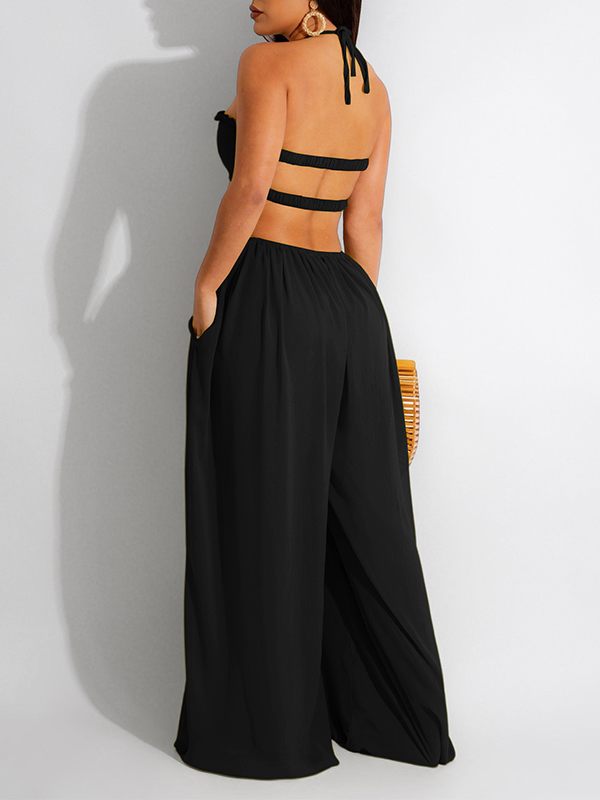 Halter Wide-Leg Jumpsuit Ins Street