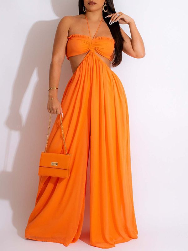 Halter Wide-Leg Jumpsuit Ins Street