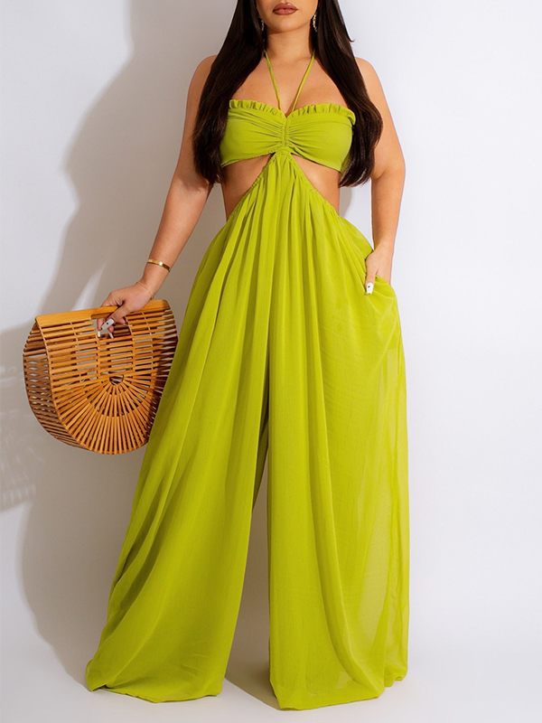 Halter Wide-Leg Jumpsuit Ins Street