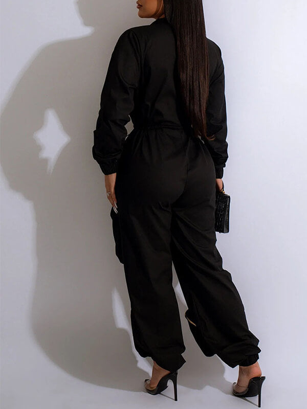 Zip-Front Cargo Jumpsuit Ins Street