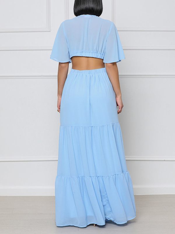 V-Neck Cutout Maxi Dress Ins Street