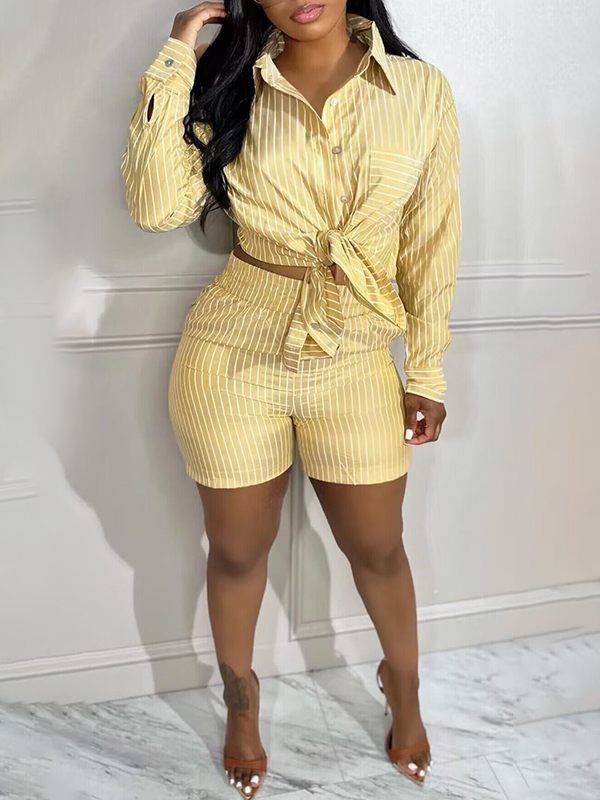 Stripe Shirt & Shorts Set Ins Street