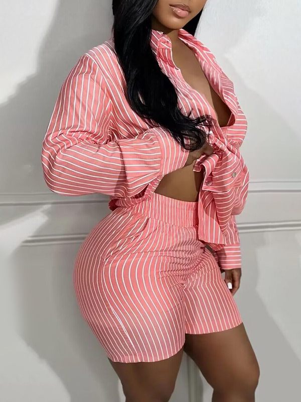 Stripe Shirt & Shorts Set Ins Street