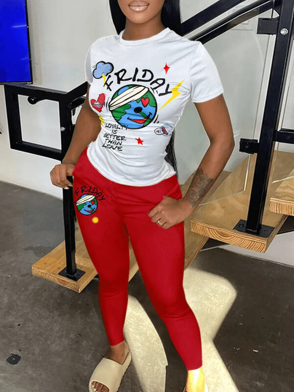 Logo-Print Tee & Pants Set Ins Street