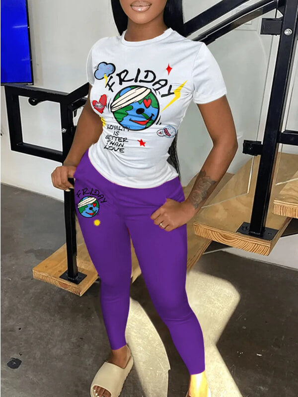 Logo-Print Tee & Pants Set Ins Street