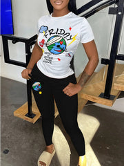 Logo-Print Tee & Pants Set Ins Street