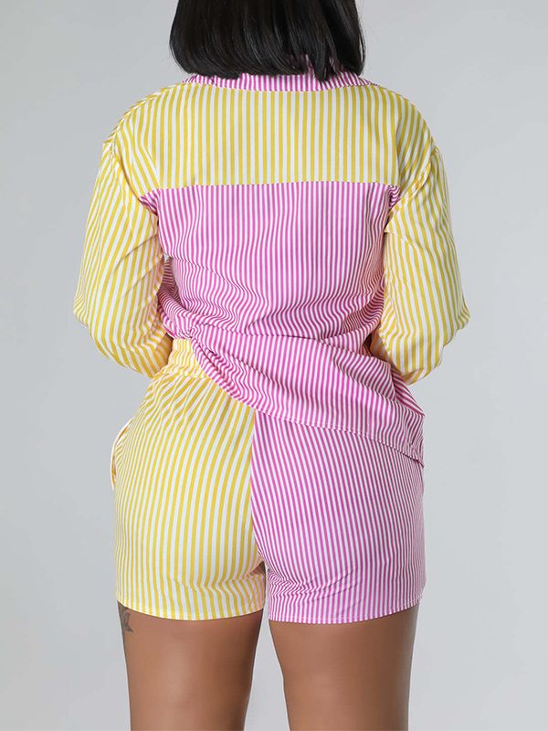 Stripe Combo Shirt & Shorts Set Ins Street