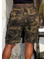 Drawstring Camo Cargo Shorts Ins Street