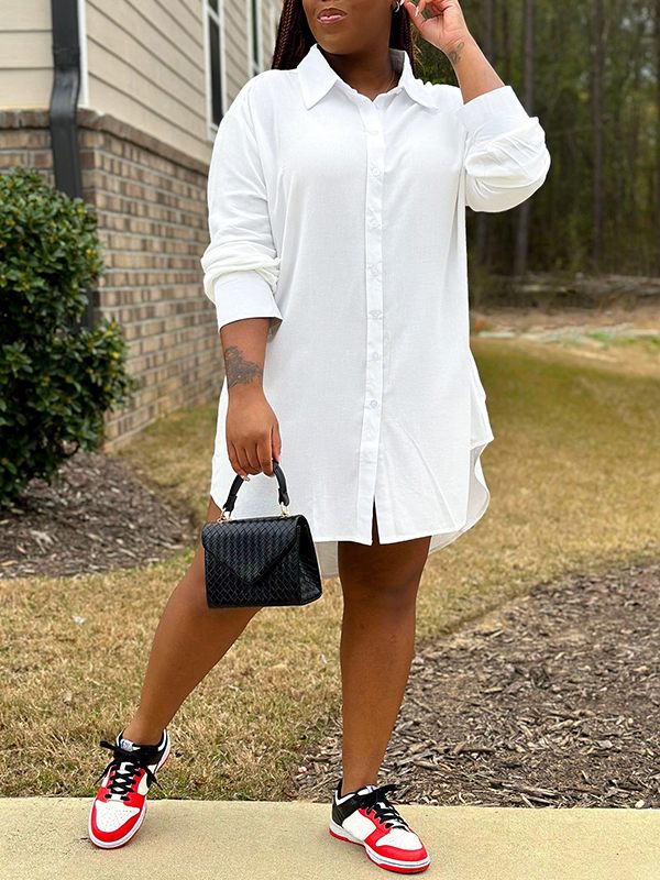 Solid Tunic Shirt Ins Street