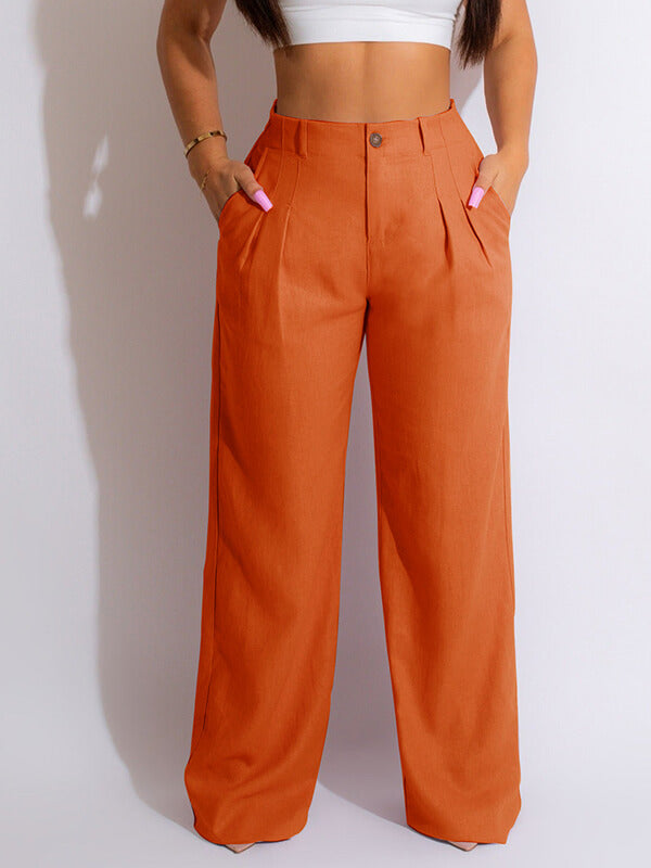 Solid Straight-Leg Pants--Clearance Ins Street