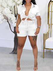 Solid Cargo Shirt & Shorts Set Ins Street