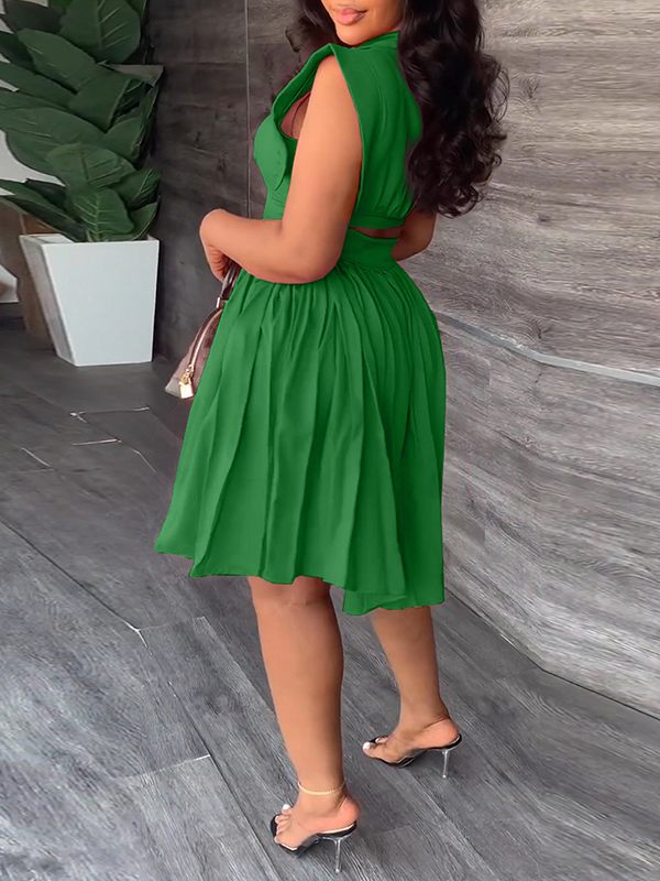 Solid Pleated Shirt Dress--Clearance Ins Street