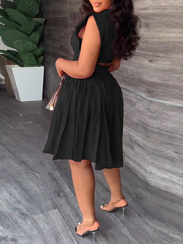 Solid Pleated Shirt Dress Ins Street