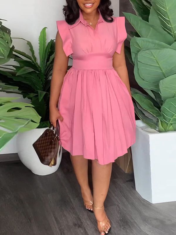 Solid Pleated Shirt Dress--Clearance Ins Street