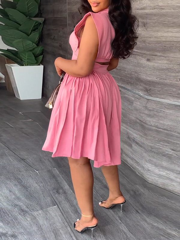 Solid Pleated Shirt Dress--Clearance Ins Street