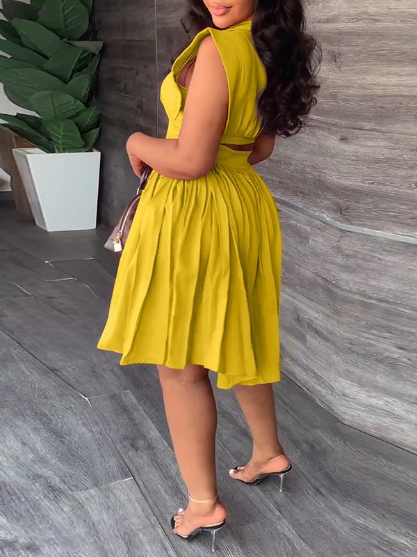 Solid Pleated Shirt Dress--Clearance Ins Street