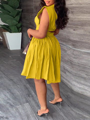 Solid Pleated Shirt Dress Ins Street