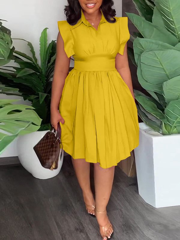 Solid Pleated Shirt Dress--Clearance Ins Street