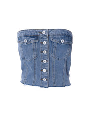 Button-Front Denim Top Ins Street