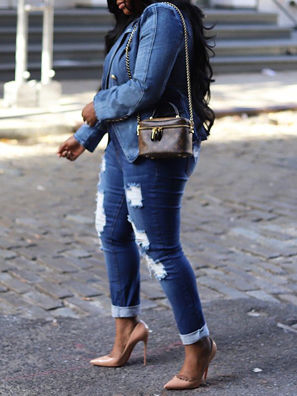 Double Breasted Denim Blazer Ins Street