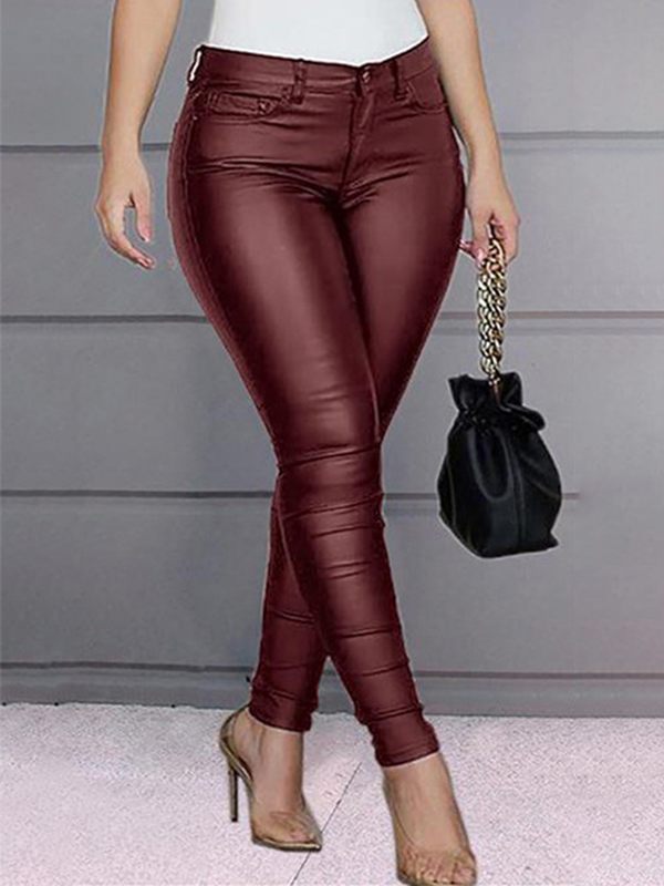 Faux-Leather Skinny Pants Ins Street