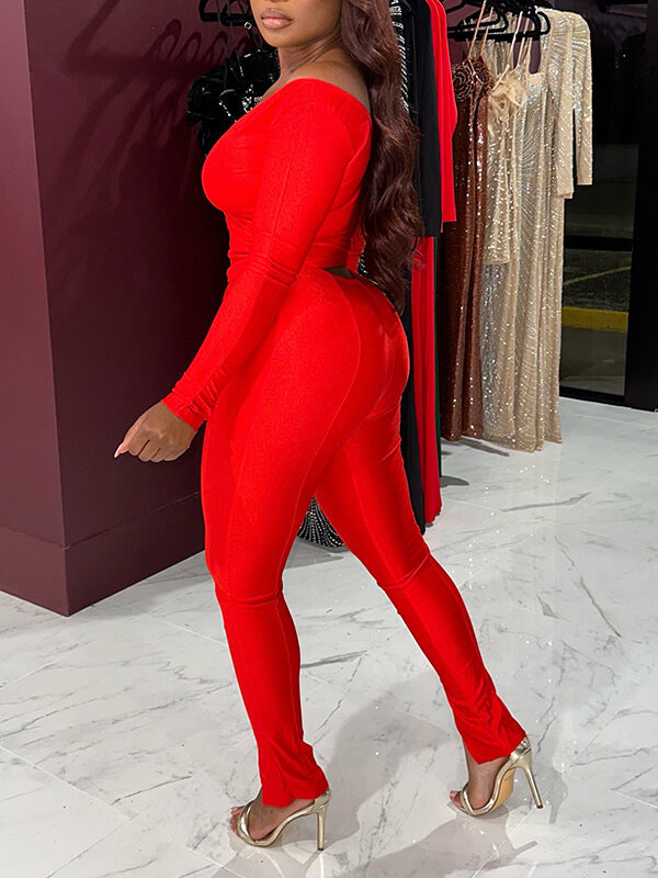 V-Neck Top & Pants Set Ins Street