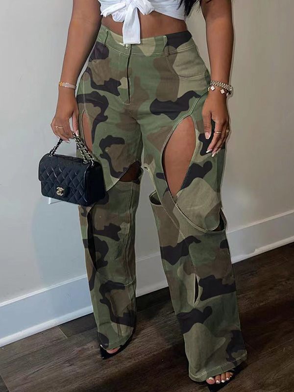 Camo Cutout Pants Ins Street