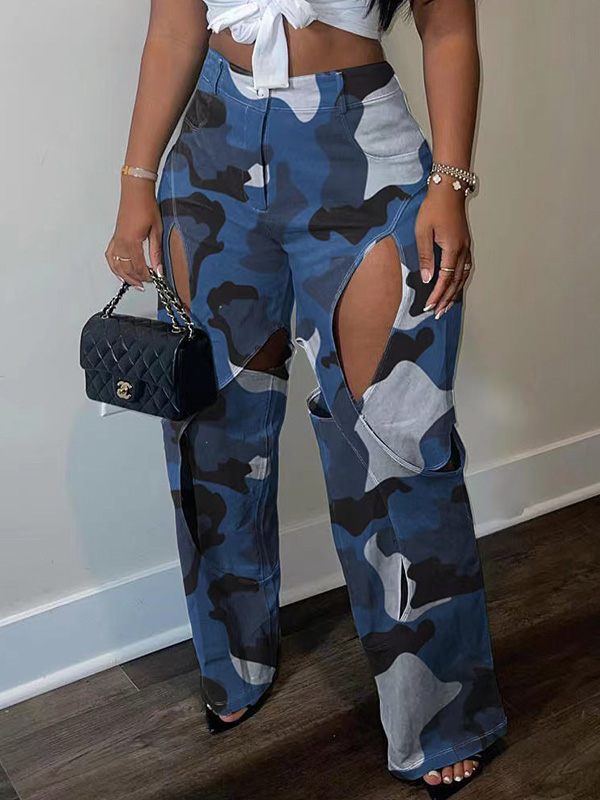 Camo Cutout Pants Ins Street