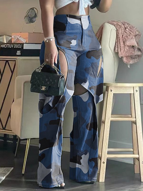 Camo Cutout Pants Ins Street