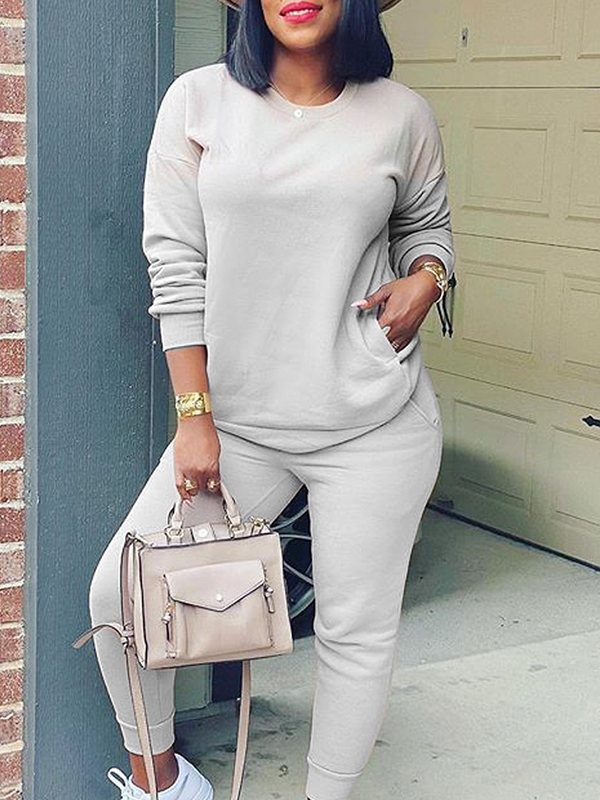 Solid Sweatshirt & Jogger Pants Set--Clearance Ins Street