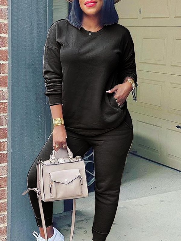 Solid Sweatshirt & Jogger Pants Set--Clearance Ins Street