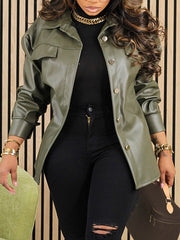 Faux Leather Shirt Jacket Ins Street