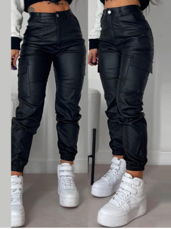 Faux-Leather Cargo Pants Ins Street