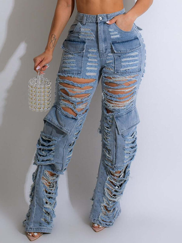 Ripped Cargo Jeans Ins Street