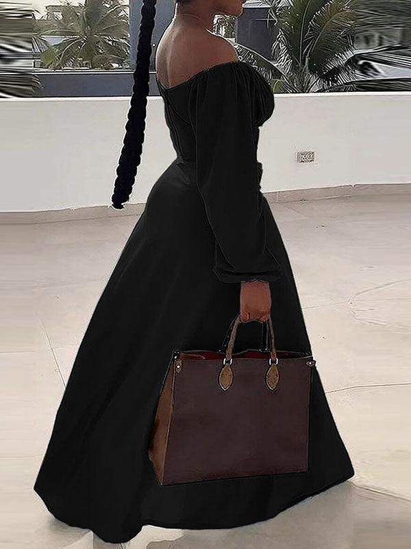Off-Shoulder Crop Top & Slit Skirt Set Ins Street