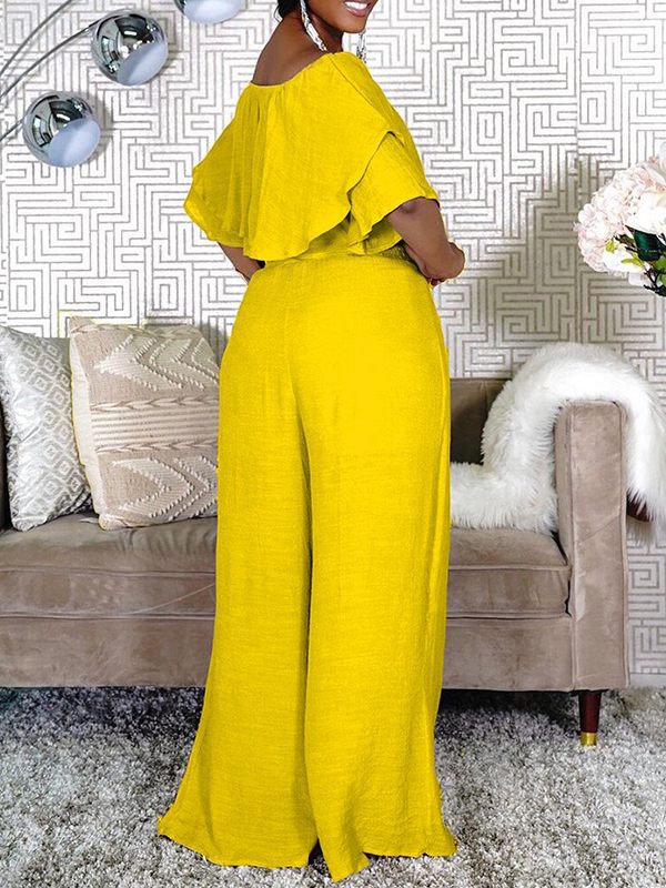 Off-Shoulder Top & Wide-Leg Pants Set Ins Street