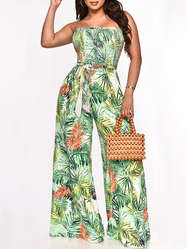 Printed Strapless Jumpsuit Ins Street