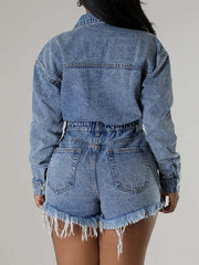 Distressed Snap-Front Denim Romper Ins Street