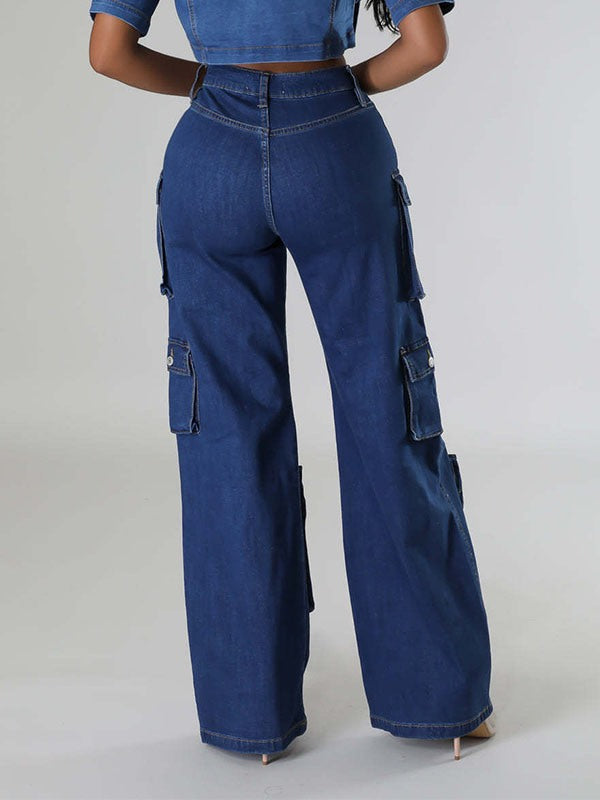 Wide-Leg Cargo Jeans Ins Street