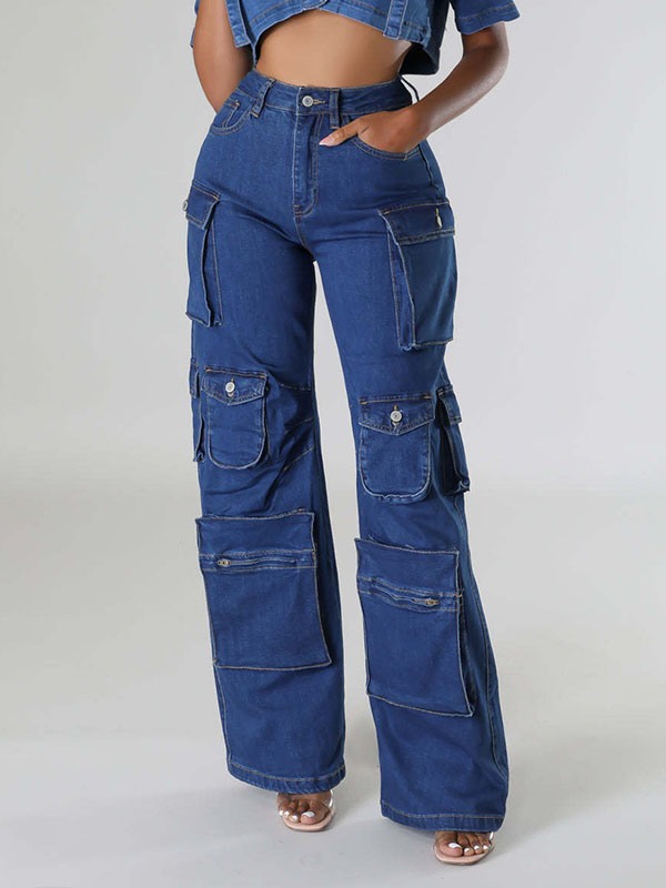 Wide-Leg Cargo Jeans Ins Street