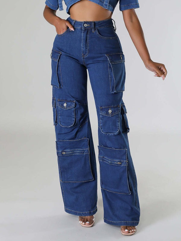 Wide-Leg Cargo Jeans Ins Street