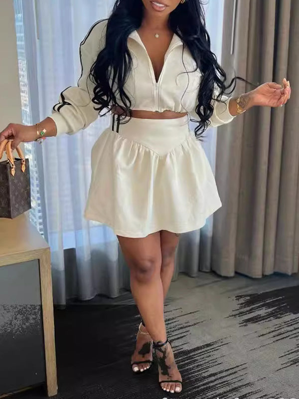 Stripe Zip-Front Top & Skirt Set Ins Street