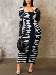 Printed Slit Ribbed Dress Ins Street