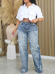 White Cropped Cargo Shirt Ins Street