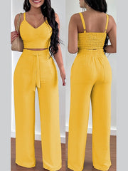 Solid Cami Top & Tied Pants Set Ins Street