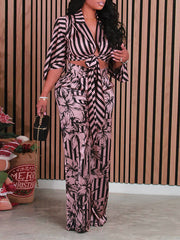 Printed Tied Shirt & Pants Set Ins Street