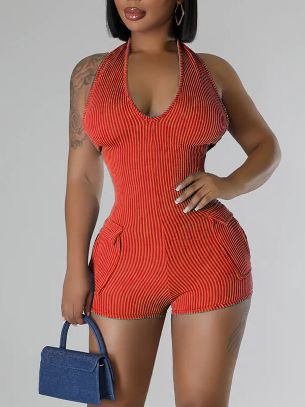 Halter Cargo Romper Ins Street