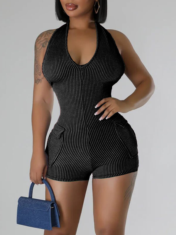 Halter Cargo Romper Ins Street