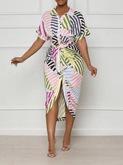 Printed Tied Shirt Dress Ins Street