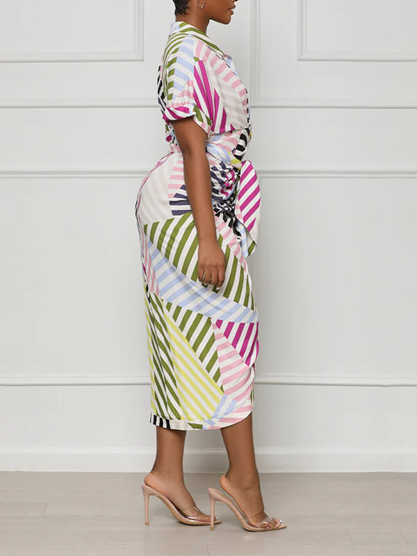 Printed Tied Shirt Dress Ins Street